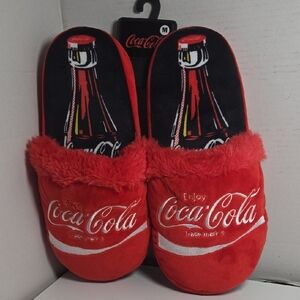 Odd Sox, Enjoy Coca Cola, Fun Plush Indoor Novelty Slipper, Big Cozy, Size M